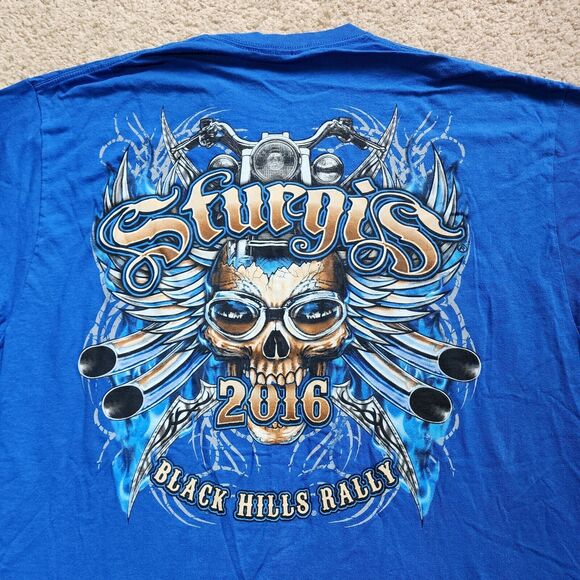 Sturgis Shirt Black Hills Motorcycle Rally 2016 Blue T-Shirt Mens XL - Picture 5 of 10